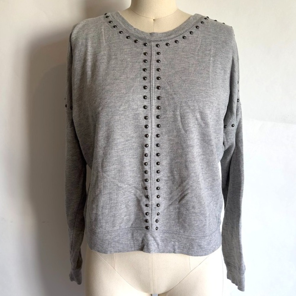 Rails Wilson Embellished Studded Terry Sweatshirt-Heather Gray-Women's Size XS
